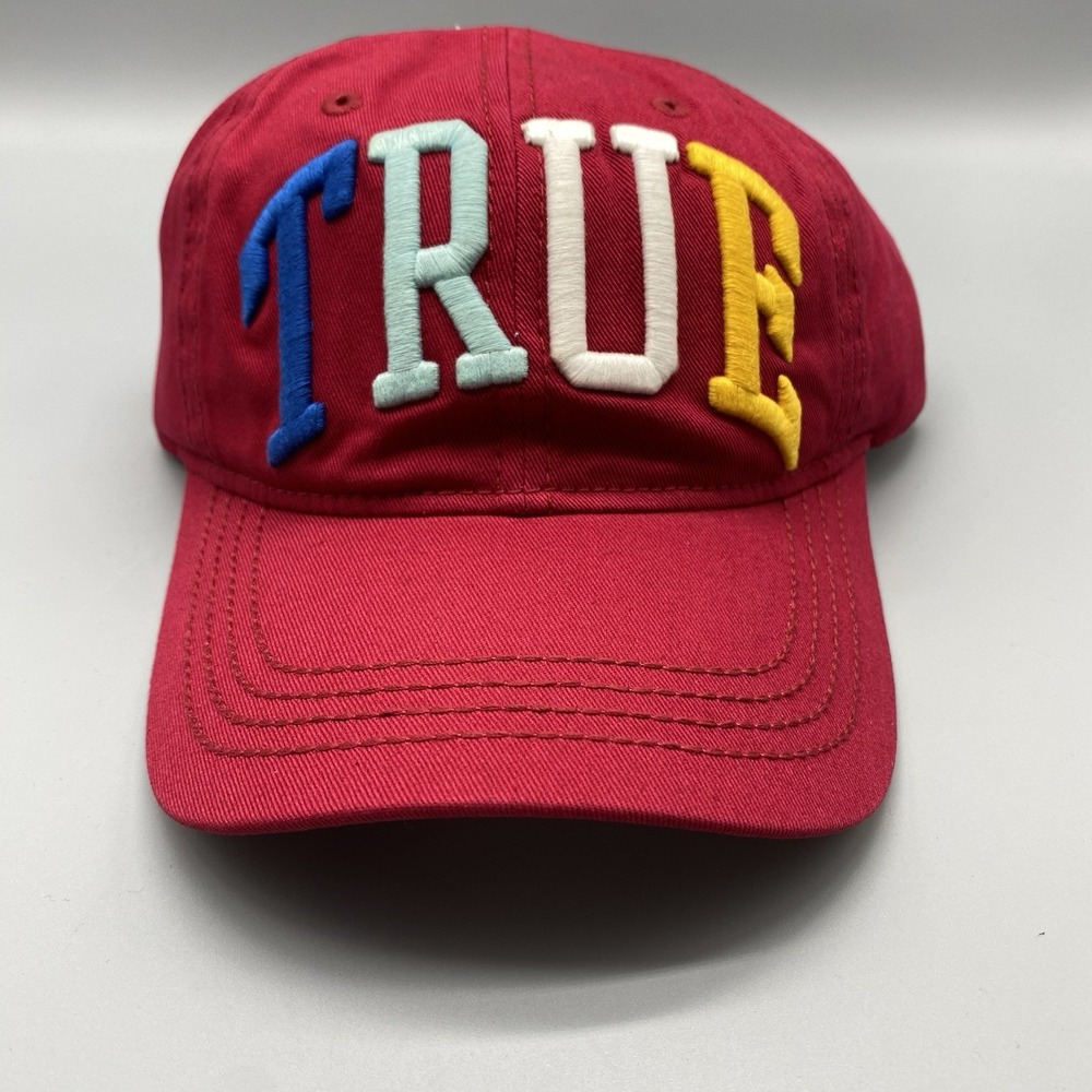 True Religion Hat Mens One Size Red TRUE Adujustable Strapback Cap Cotton